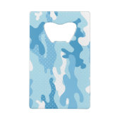 Light Blue Camouflage Polka Dot Pattern Creditkaart Flessenopener (Achterkant)