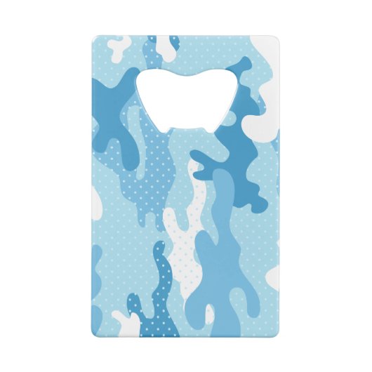 Light Blue Camouflage Polka Dot Pattern Creditkaart Flessenopener (Achterkant)