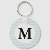 Light Blue Chevron Monogram Sleutelhanger (Voorkant)