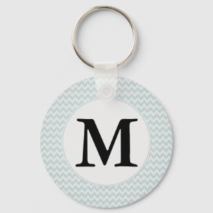 Light Blue Chevron Monogram Sleutelhanger