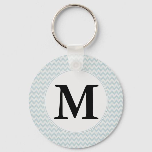 Light Blue Chevron Monogram Sleutelhanger (Voorkant)