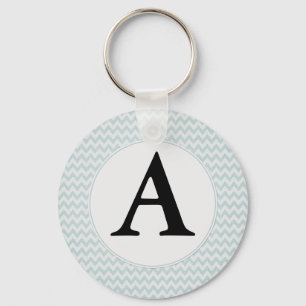 Light Blue Chevron Monogram Sleutelhanger