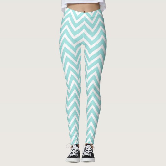 Light Blue Chevron Pattern Leggings (Voorkant)