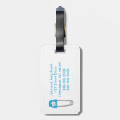 Light Blue Chevrons Baby Bagagelabel (Achterkant verticaal)