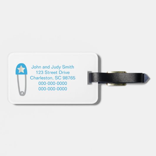 Light Blue Chevrons Baby Bagagelabel (Achterkant horizontaal)