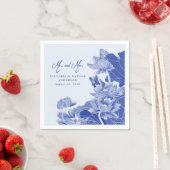 Light Blue Chinoiserie Mr & Mrs Floral Wedding Servet (Insitu)