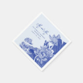 Light Blue Chinoiserie Mr & Mrs Floral Wedding Servet (Hoek)