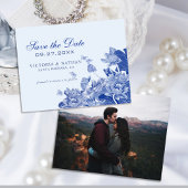 Light Blue Chinoiserie Photo Wedding Save the Date