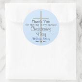 Light Blue Christening Son Hartelijk dank Ronde Sticker (Tas)