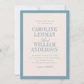 Light Blue Classic Elegant Wedding Invitation Kaart (Voorkant)