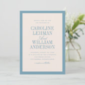 Light Blue Classic Elegant Wedding  Invitation Kaart (Staand voorkant)