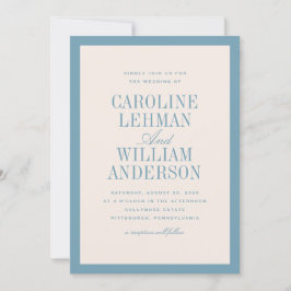Light Blue Classic Elegant Wedding  Invitation Kaart