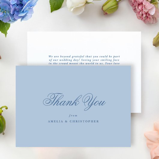 Light Blue Classic Wedding Thank You Card Bedankkaart