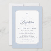 Light Blue Clipped Corners Baptism Invitation Kaart (Voorkant)