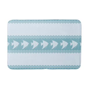 Light Blue Coastal Angelfish Stripes Badmat