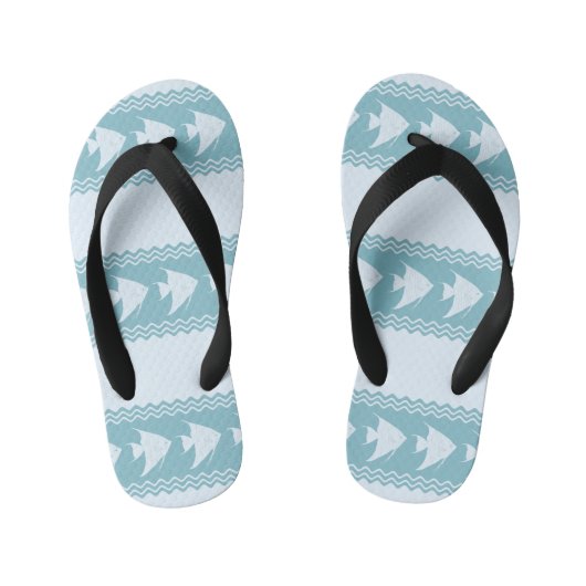 Light Blue Coastal Angelfish Stripes Kinder Teenslippers (Voetbed)
