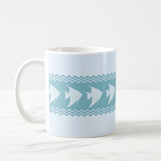 Light Blue Coastal Angelfish Stripes Koffiemok (Links)
