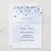 Light Blue Confetti Birthday Invitation Kaart (Voorkant)