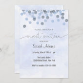 Light Blue Confetti Birthday Invitation Kaart (Voorkant / Achterkant)