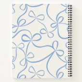 Light Blue Coquette Bow Pattern Custom Name Notitieboek (Achterkant)