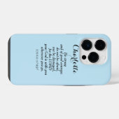 Light Blue Courage Bijbel Verse Custom Name Simple iPhone Hoesje (Achterkant horizontaal)