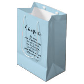 Light Blue Courage Bijbel Verse Custom Name Simple Medium Cadeauzakje (Voorkant Gekanteld)