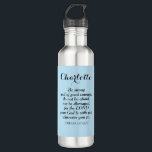 Light Blue Courage Bijbel Verse Custom Name Simple Waterfles<br><div class="desc">Deze mooie zachte blauwe waterfles is voorzien van het prachtige Bijbelversum van Joshua 1:9 en is gemakkelijk aan te passen aan de naam van de ontvanger.</div>