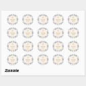 Light Blue Cream Diamonds Gold Frame Monogram  Ronde Sticker (Vel)