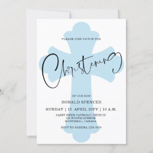 Light Blue Cross Christening-uitnodiging Kaart