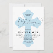 Light Blue Cross Christening-uitnodiging Kaart (Voorkant)