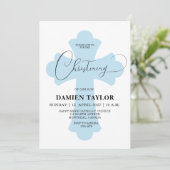 Light Blue Cross Christening-uitnodiging Kaart (Staand voorkant)