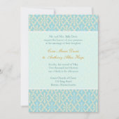 Light Blue Cross Damask Wedding-initiatief Kaart (Voorkant)