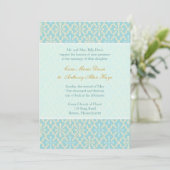 Light Blue Cross Damask Wedding-initiatief Kaart (Staand voorkant)