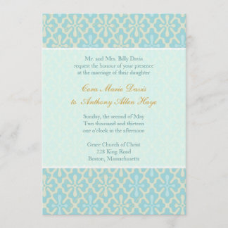 Light Blue Cross Damask Wedding-initiatief Kaart
