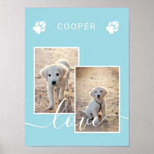 Light Blue Custom Photo met Name & Love Text Poster