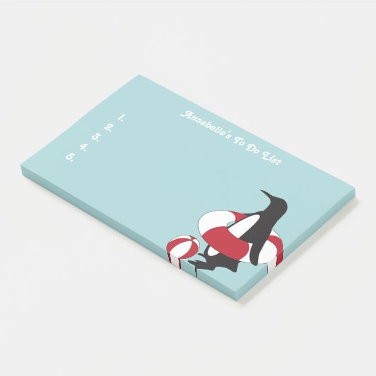 Light Blue Cute Cartoon Penguin Kinderen om lijst  Post-it® Notes (Schuin)