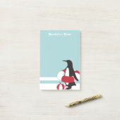 Light Blue Cute Cartoon Penguin Swimming Kinder Post-it® Notes (Op bureau)