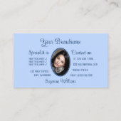 Light Blue Cute Heart Chic met Monogram en Foto Visitekaartje (Achterkant)