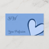 Light Blue Cute Heart Chic met Monogram en Foto Visitekaartje (Voorkant)