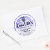 Light Blue Cute Ombre Glitter Cupcake-label Ronde Sticker (Envelop)