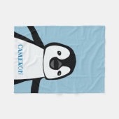Light Blue Cute Penguin Nursery Personalized Fleece Deken (Voorkant (Horizontaal))