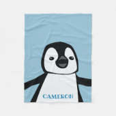 Light Blue Cute Penguin Nursery Personalized Fleece Deken (Voorkant)