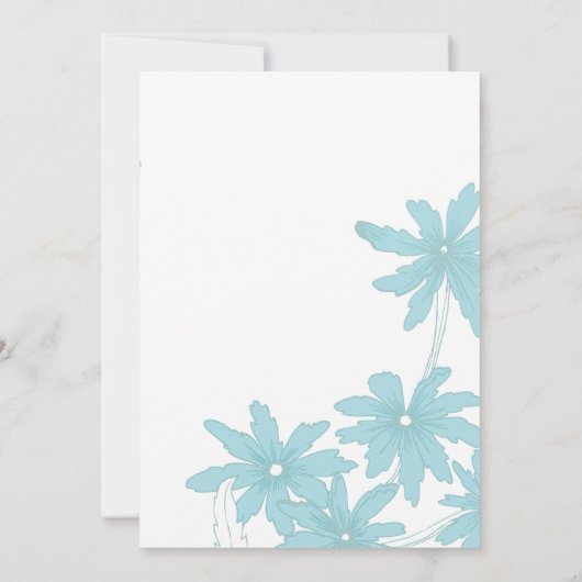 Light Blue Daisies op White Wedding Kaart (Achterkant)