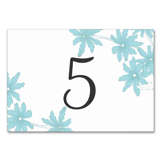 Light Blue Daisies Table Numbers Kaart (Achterkant)