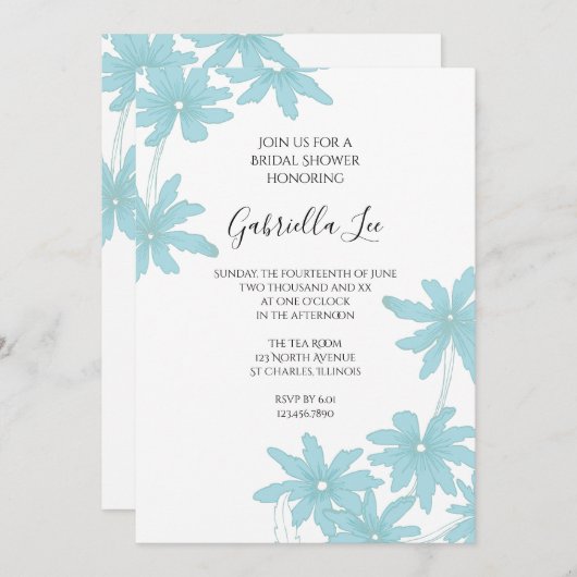 Light Blue Daisies Vrijgezellenfeest Kaart (Voorkant / Achterkant)