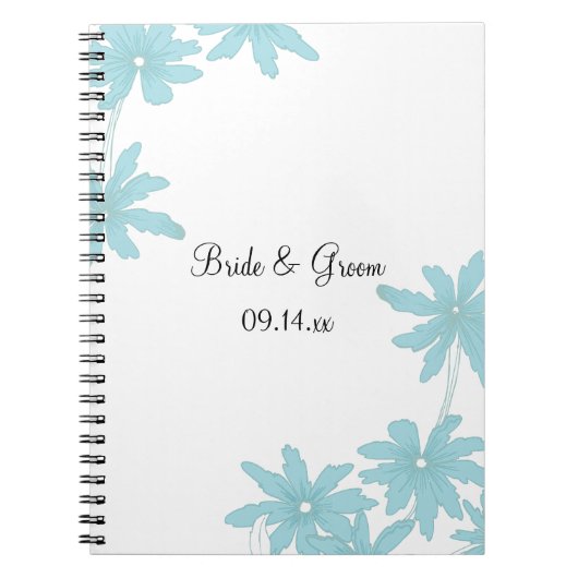 Light Blue Daisies Wedding Notitieboek (Voorkant)
