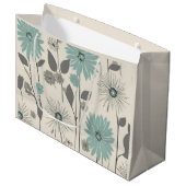 Light Blue Daisy Mid Century Modern Floral Groot Cadeauzakje (Voorkant Gekanteld)