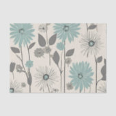 Light Blue Daisy Mid Century Modern Floral Tissuepapier (Voorkant)