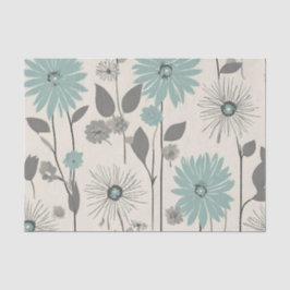 Light Blue Daisy Mid Century Modern Floral Tissuepapier