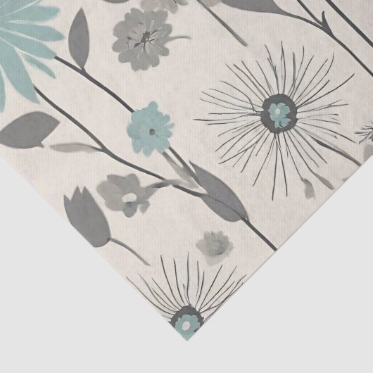 Light Blue Daisy Mid Century Modern Floral Tissuepapier (Detail)